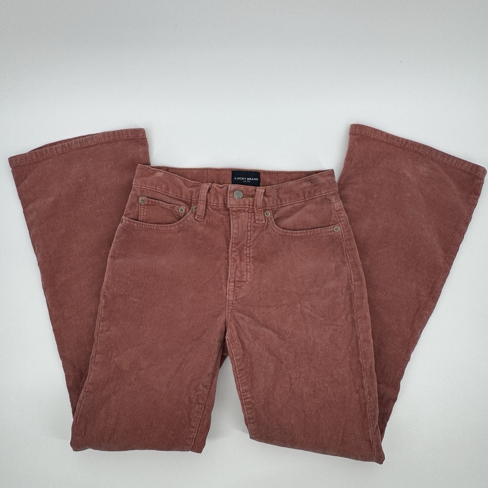 Lucky Brand Stevie High Rise Flare Corduroy Pants Pink Dusty Rose Womens 26 x 29